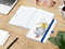 Notizbuch Match-Book White Bestseller, A5, Natura, individuell, mittelblau