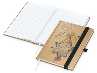 Notizbuch Match-Book White Bestseller, A5, Natura, braun-individuell, schwarz