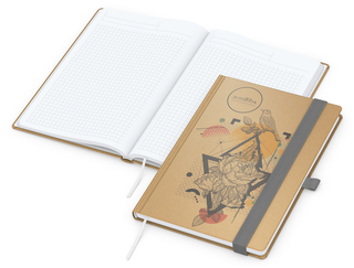 Notizbuch Match-Book White Bestseller, A5, Natura, braun-individuell, silbergrau