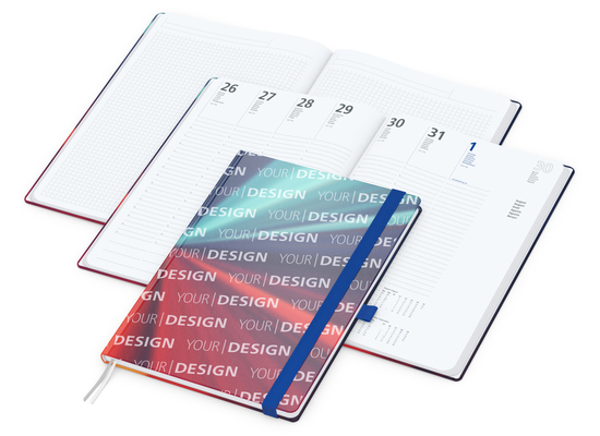Wochenplaner Match-Hybrid White Bestseller, A4, Cover-Star gloss, mittelblau