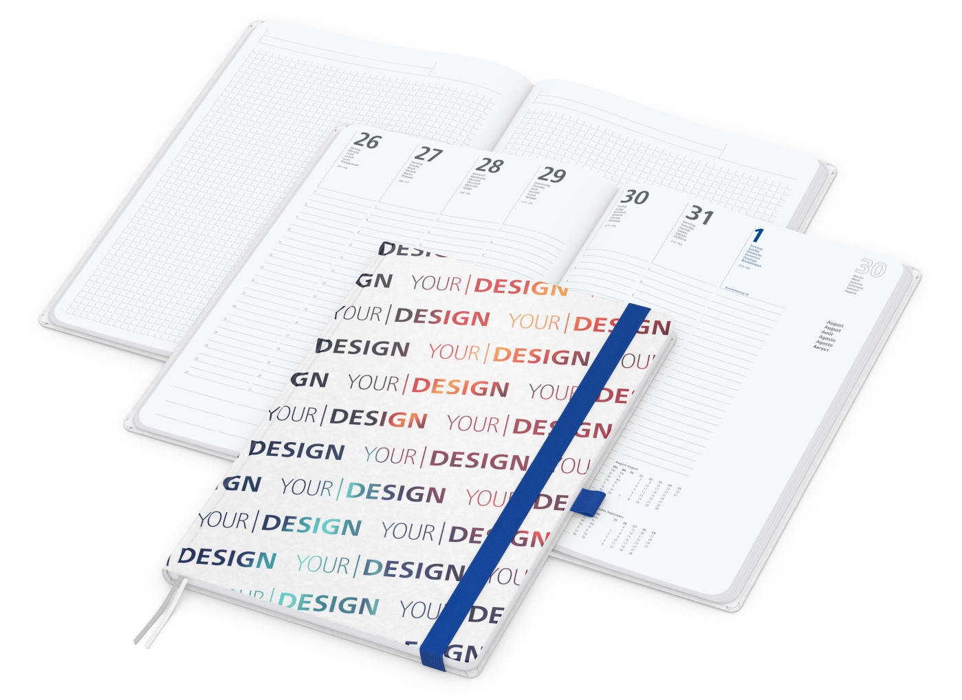 Wochenplaner Match-Hybrid White Bestseller, A4, Natura individuell, mittelblau
