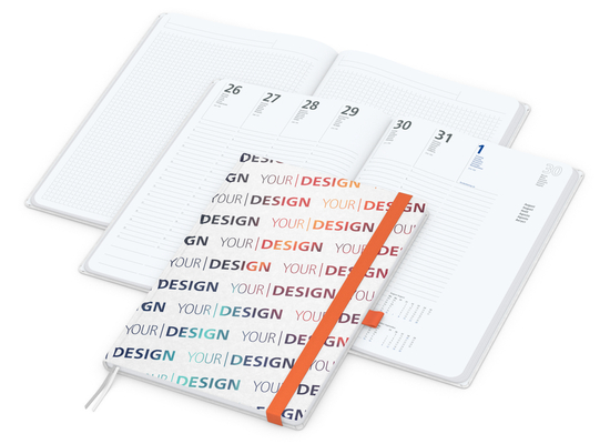 Wochenplaner Match-Hybrid White Bestseller, A4, Natura individuell, orange