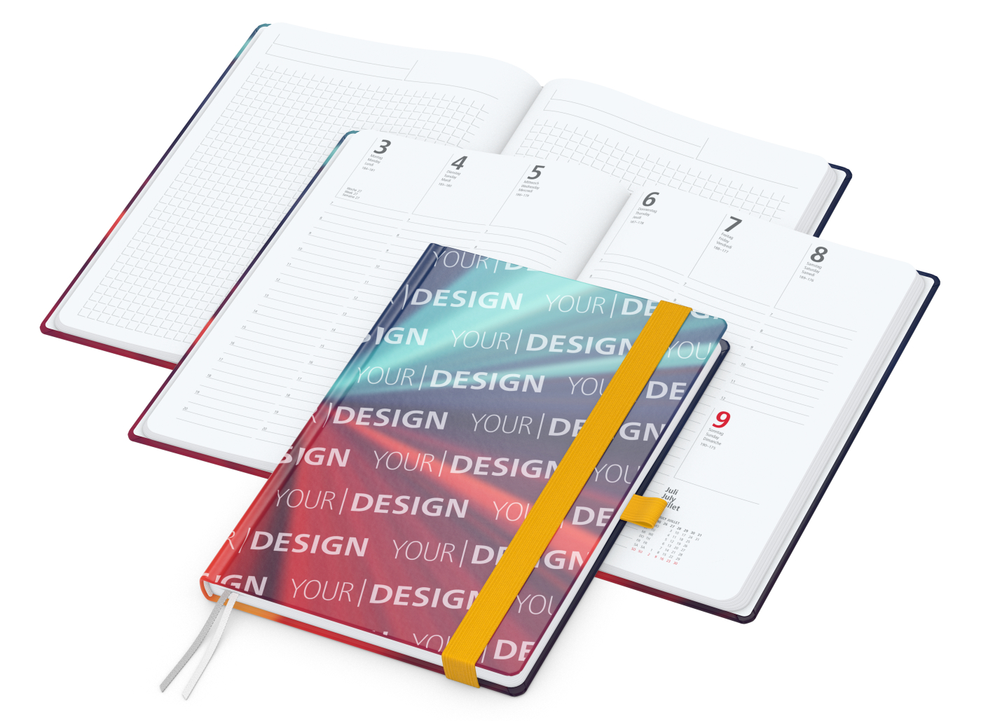 Wochenplaner Match-Hybrid White Bestseller, A5, Cover-Star matt-individuell, gelb