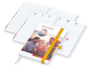 Wochenplaner Match-Hybrid White Bestseller, A5, Cover-Star matt-individuell, gelb