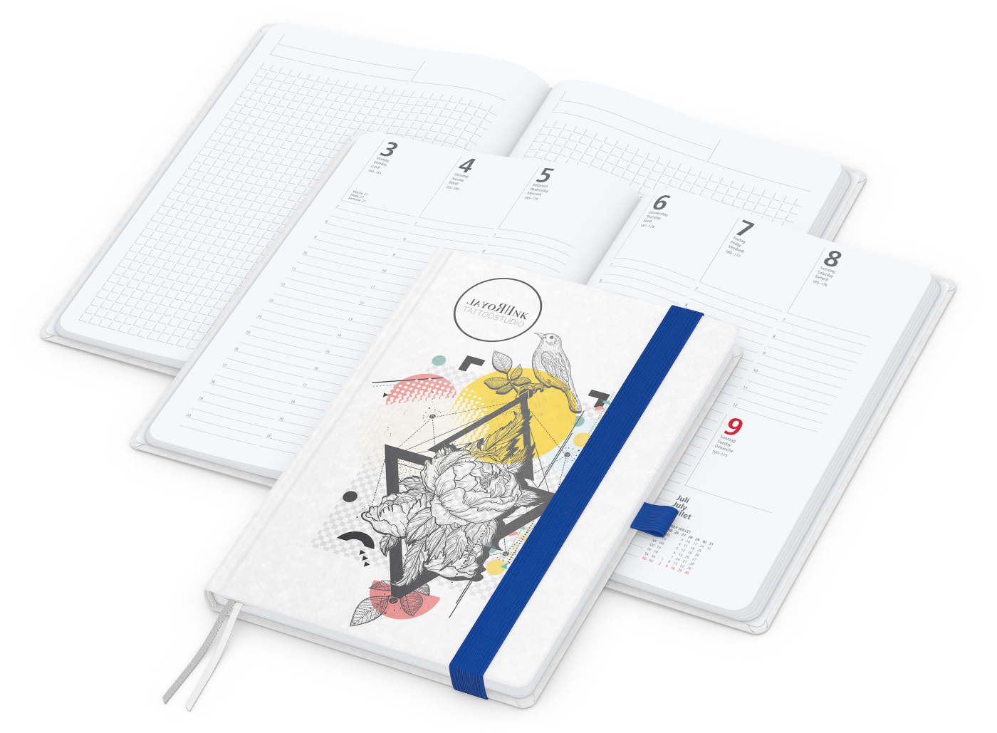 Wochenplaner Match-Hybrid White Bestseller, A5, Natura individuell, mittelblau