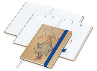 Wochenplaner Match-Hybrid White Bestseller, A5, Natura braun-individuell, mittelblau