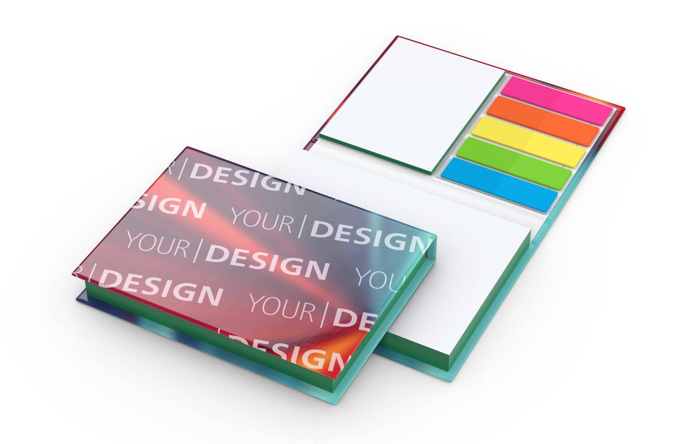 Haftnotiz-Set Prag Bookcover White Bestseller, gloss-individuell, Farbschnitt grün