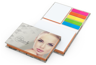 Haftnotiz-Set Prag Bookcover White Bestseller, gloss-individuell, Farbschnitt orange