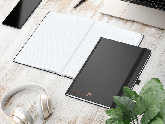 Notizbuch Vision-Book White Bestseller, A4, schwarz inkl. Kupferprägung
