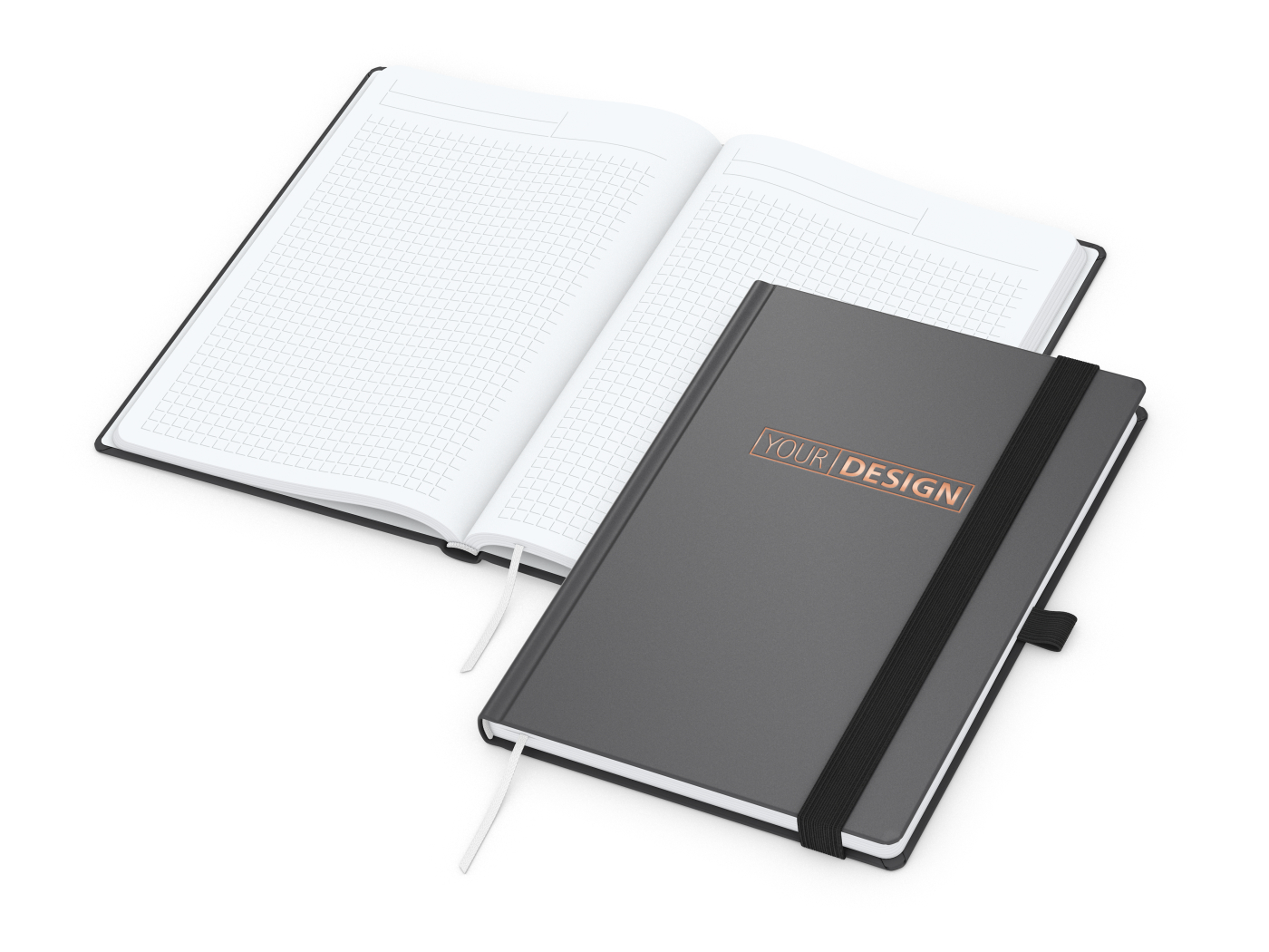 Notizbuch Vision-Book White Bestseller, A5, anthrazit inkl. Kupferprägung