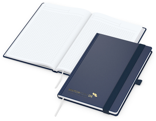 Notizbuch Vision-Book White Bestseller, A5, dunkelblau inkl. Goldprägung