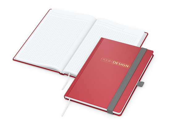 Notizbuch Vision-Book White Bestseller, A5, rot inkl. Goldprägung