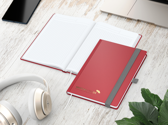 Notizbuch Vision-Book White Bestseller, A5, rot inkl. Goldprägung