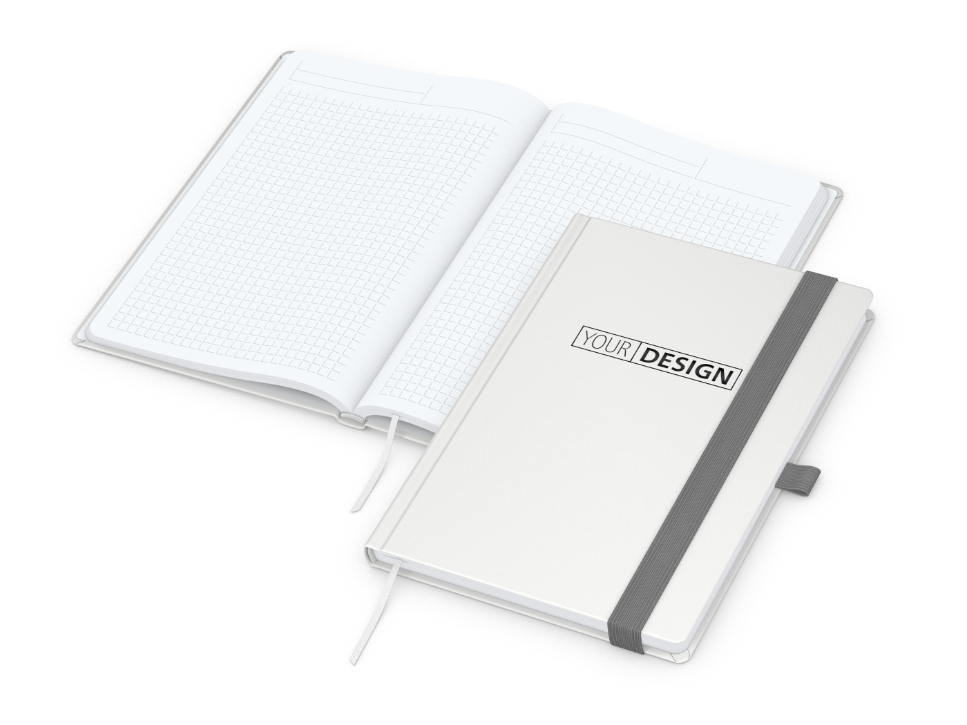 Notizbuch Vision-Book White Bestseller, A5, weiß inkl. Prägung schwarz-glänzend