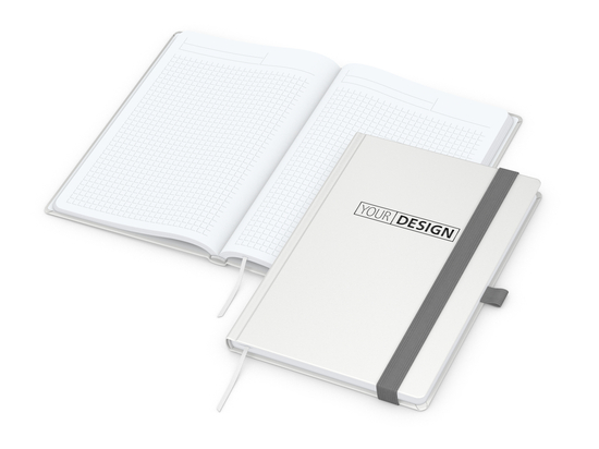 Notizbuch Vision-Book White Bestseller, A5, weiß inkl. Prägung schwarz-glänzend