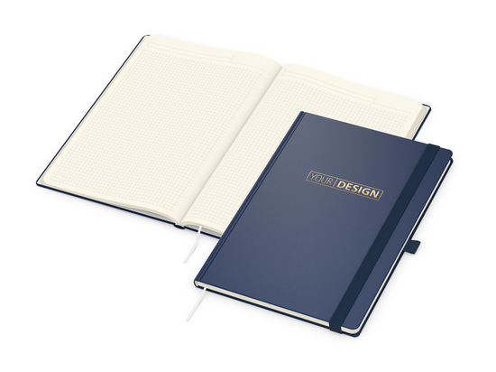 Notizbuch Vision-Book Creme Bestseller, A4, dunkelblau inkl. Goldprägung