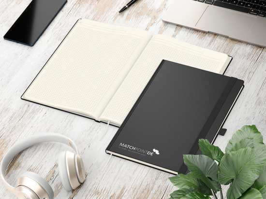 Notizbuch Vision-Book Creme Bestseller, A4, schwarz inkl. Silberprägung
