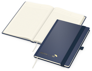 Notizbuch Vision-Book Creme Bestseller, A5, dunkelblau inkl. Goldprägung