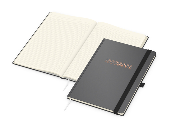 Notizbuch Vision-Book Creme Bestseller, A4, anthrazit inkl. Kupfeprägung