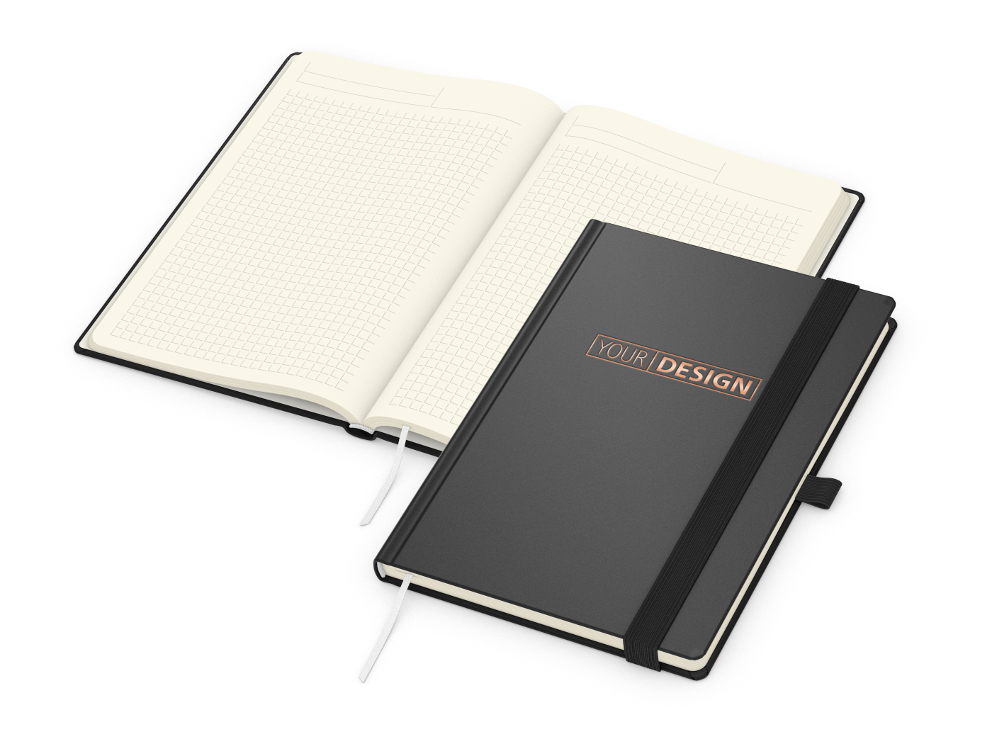 Notizbuch Vision-Book Creme Bestseller, A5, schwarz inkl. Kupferprägung