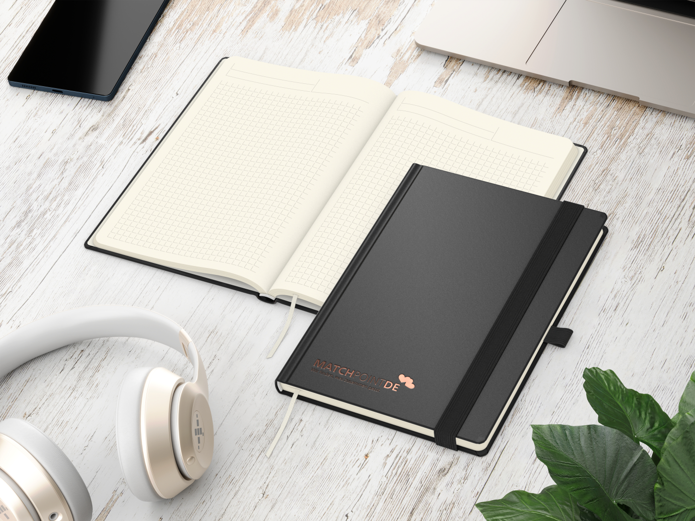 Notizbuch Vision-Book Creme Bestseller, A5, schwarz inkl. Kupferprägung