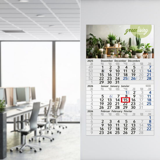 3-Monatskalender Budget 3 Recycling, blau (Einblatt)