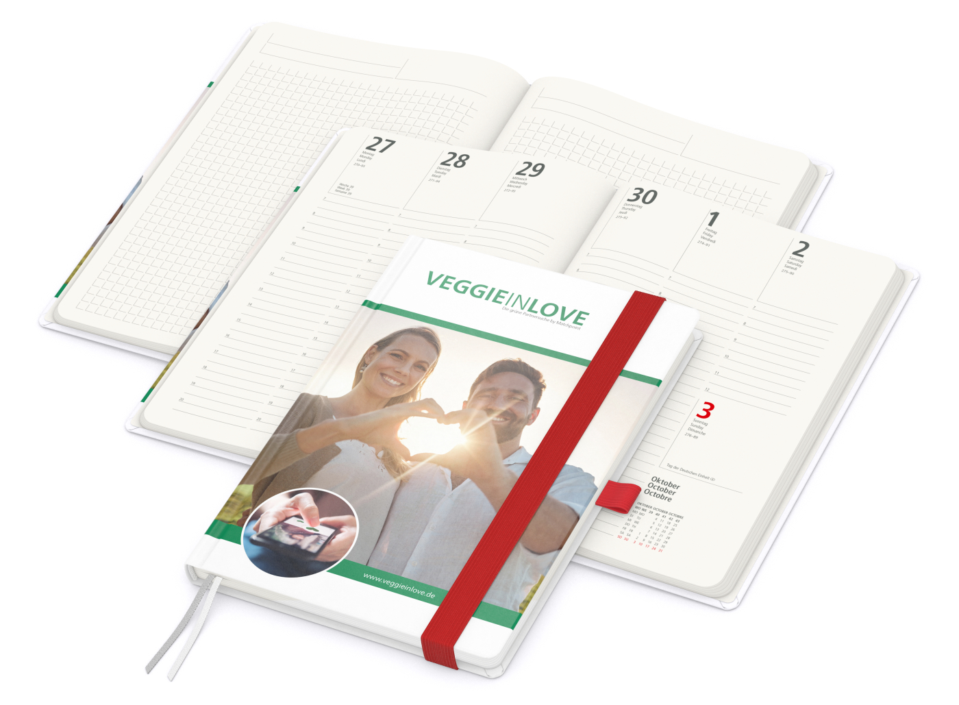 Wochenplaner Match-Hybrid A5 Cover-Star Recycling-Matt, rot