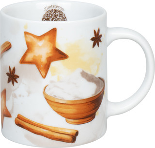KÖNITZ Porzellan Becher / Tasse Weihnachtsbackerei Zimtsterne