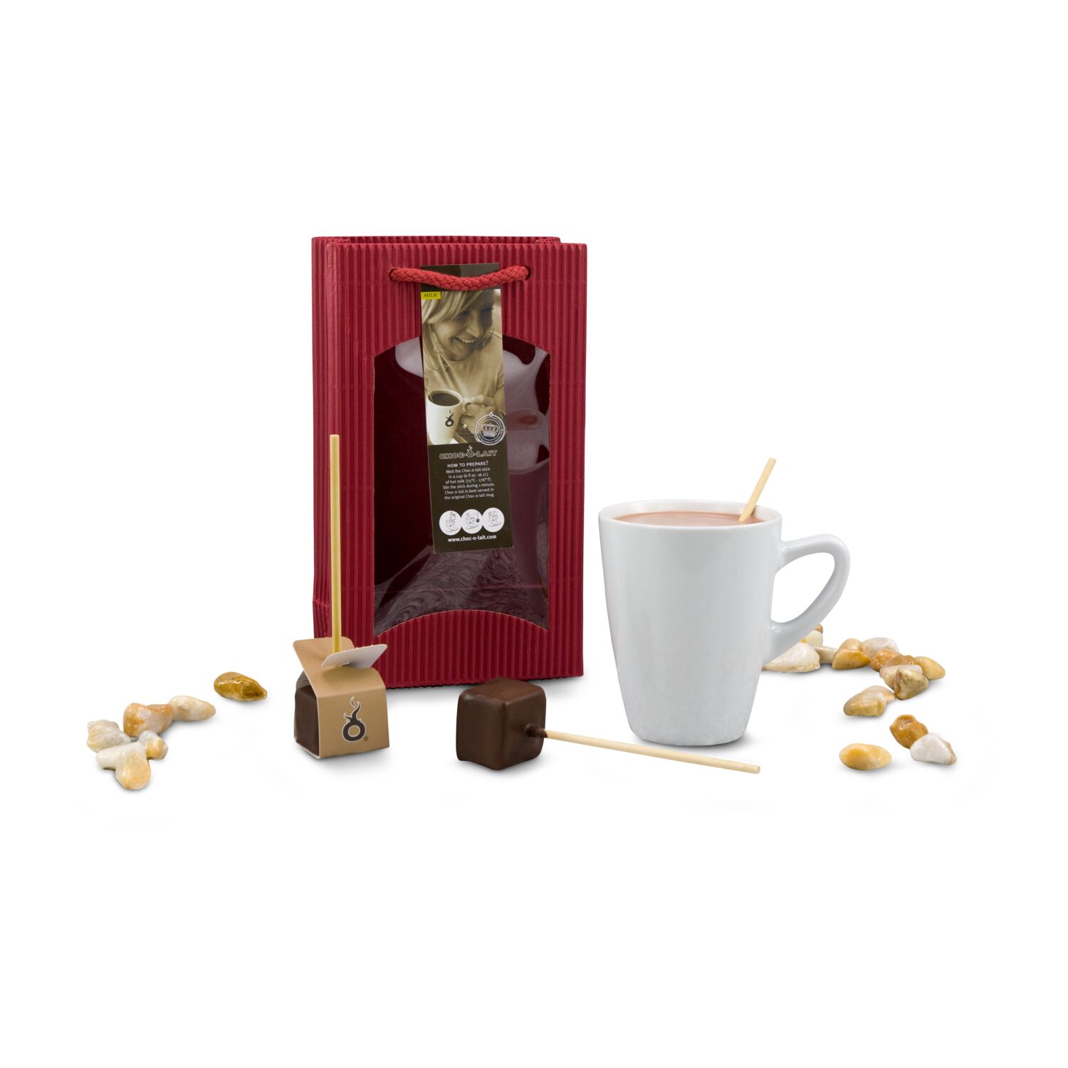 Eine nette Aufmerksamkeit für alle, die Heiße Schokolade lieben: Einfach den Schokostick in der Tasse mit kochend heißer Milch auflösen.