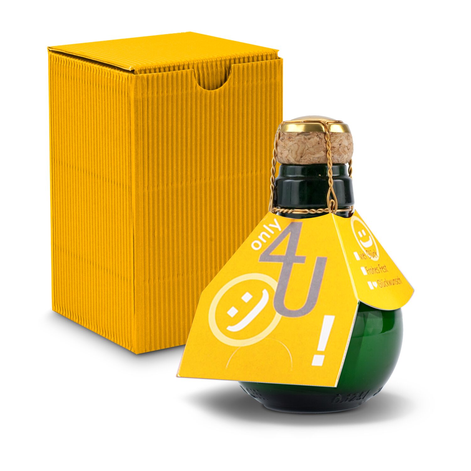Origineller Sekt Only 4 u - Karton Gelb, 125 ml 2K1358b1