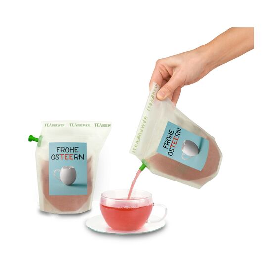Verschenken Sie Fröhlichkeit & Genuss zu Ostern mit diesem wiederverwendbaren Brühbeutel. Heißes Wasser eingießen, ziehen lassen & genießen.