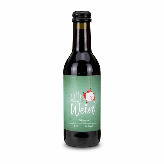 Original Nürnberger Glühwein in olivgrüner 0,25 l Bordeauxflasche, mit Schraubverschluss schwarz, Alkohol 10 % Vol.