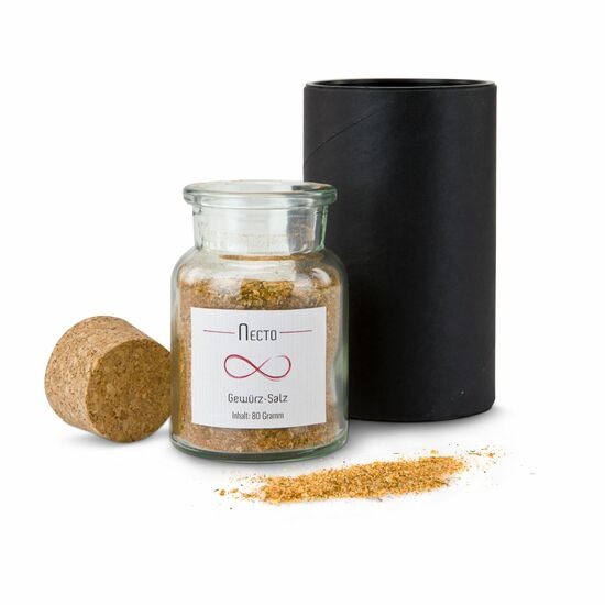 Necto - ein unendlicher Genuss. Bringen Sie die gewisse Würze ins Leben mit unserem Gewürzsalz im Korken-Glas (80 g).
