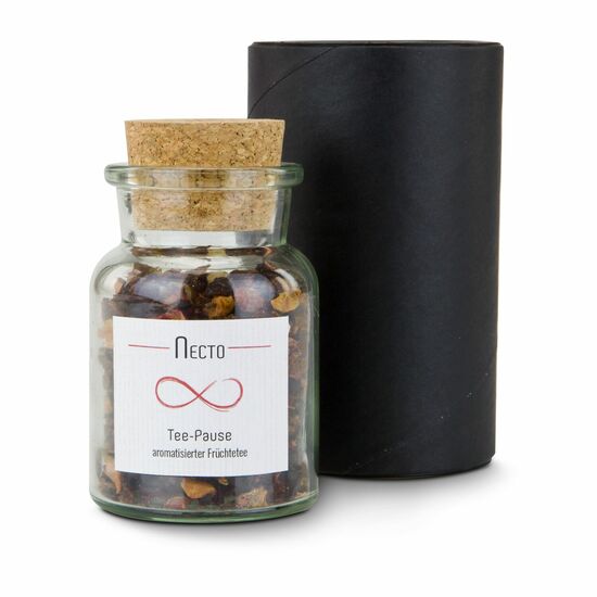 Necto - ein unendlicher Genuss. Verschenken Sie Ruhe und Geborgenheit mit unserem aromatisierten Früchtetee im Korken-Glas (45 g).