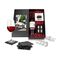 Eine Flasche Rotwein Sangiovese (0,75 l), ein 4er Set ROMINOX® Schiefer Glasuntersetzer und ein 4er Set ROMINOX® Edelstahl Serviettenringe.