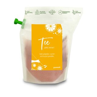 Wiederverwendbarer Werbe-Tee Beutel - kein Instant-Produkt! Beeren-Früchtetee, ergibt ca. 400 ml. Mit individuellem Etikett ab 100 Stück
