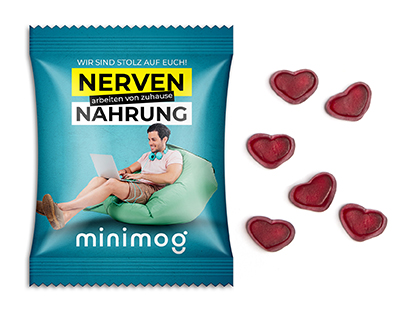 Fruchtgummi Standardformen 10 g Herz Standard-Folie weiß