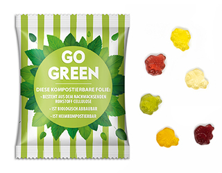 Fruchtgummi Standardformen 10 g Fisch transparente kompostierbare Folie