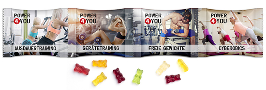 4er Kettenbeutel 20 g Gummibärchen Standard-Folie weiß