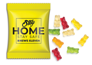 Mini-Gummibärchen vegan im Werbetütchen 15 g Fruchtmischung Folie