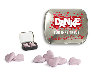 Brauseherzen in Mini Nostalgiedose 36 g  blank