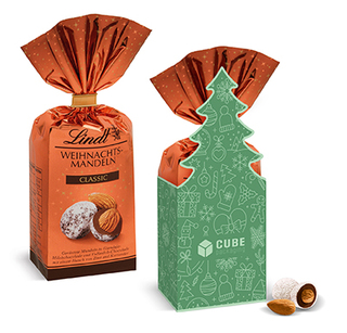 Lindt Weihnachtsmandeln in Tannenbaum-Werbekartonage 114 g