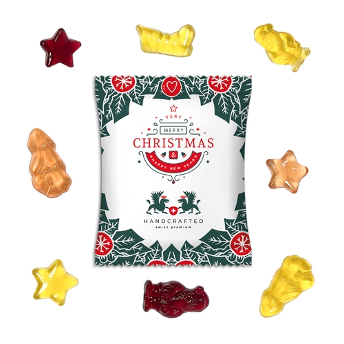 Fruchtgummi Vegan Weihnachtsedition 20 g  Standard-Folie weiß