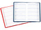 Taschenkalender "Status" im Format 9,5 x 16 cm, Kalendarium Grau/Blau, 32 Seiten gebunden + 16 Seiten ABC-Heft, eingesteckt in Slinky-Hülle mittelblau