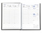 Taschenkalender "Taschenbuch Woche" im Format 10,5 x 14,8 cm, deutsches Kalendarium Grau/Blau mit Leseband, 144 Seiten Fadenheftung, Einband Balacron schwarz