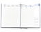 Wochenkalender "Manager D" im Format 21 x 26 cm, deutsches Kalendarium Grau/Blau mit Leseband, 144 Seiten Fadenheftung, Eckenperforation, Einband Magic rot