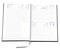 Buchkalender "Trend Chefkalender INT" im Format 14,5 x 20,5 cm, Kalendarium 4-sprachig D/F/I/GB Grau/Blau mit Leseband, 352 Seiten Fadenheftung, Eckenperforation, Einband Magic rot