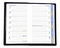 Taschenplaner "Exquisit Register" im Format 9,5 x 16 cm, deutsches Kalendarium Grau/Blau mit Registerstanzung, 64 Seiten gebunden + 16 Seiten Adressheft Register, eingesteckt in Slinky-Hülle mittelblau