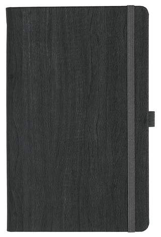 Notizbuch Style Medium im Format 13x21cm, Inhalt kariert, Einband Woody in der Farbe Charcoal
