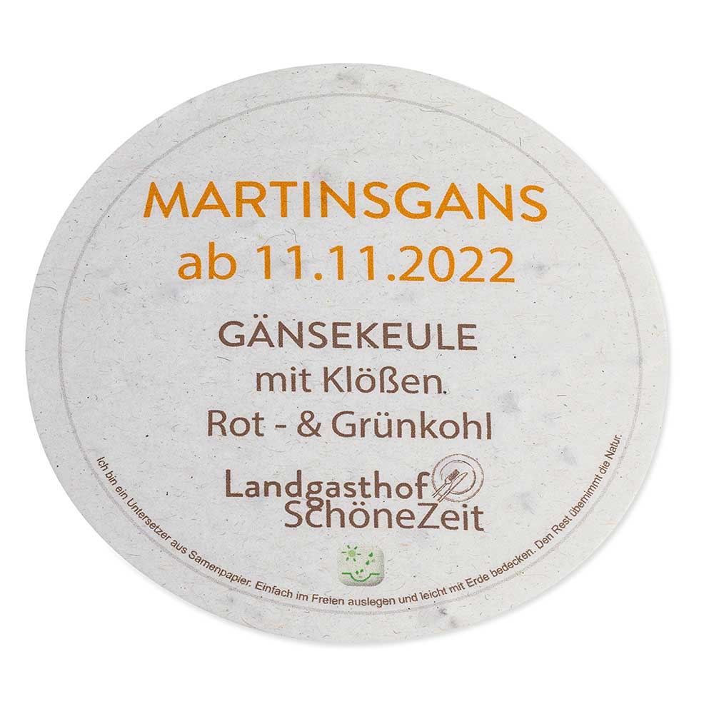 Samenpapier Bierdeckel - rund, Druck 4/4-C